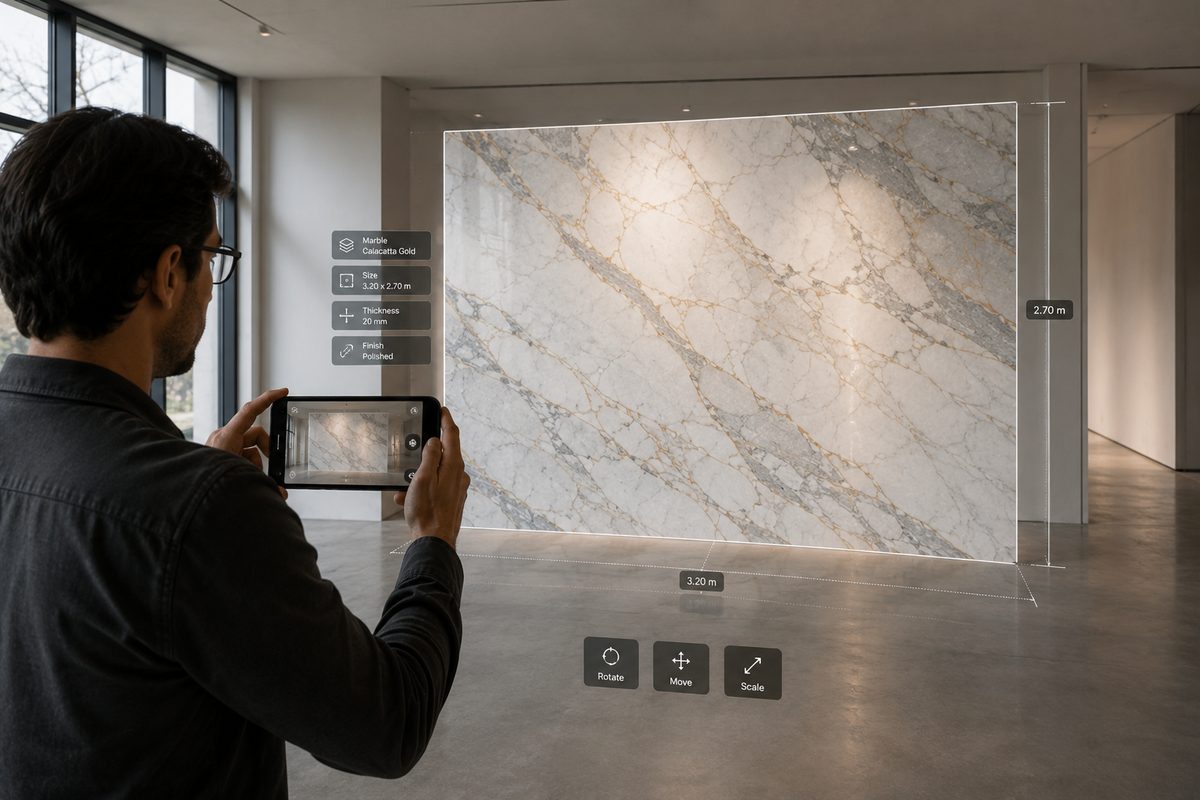 AR ve sanal showroom deneyimi — mermer seçiminde artırılmış gerçeklik