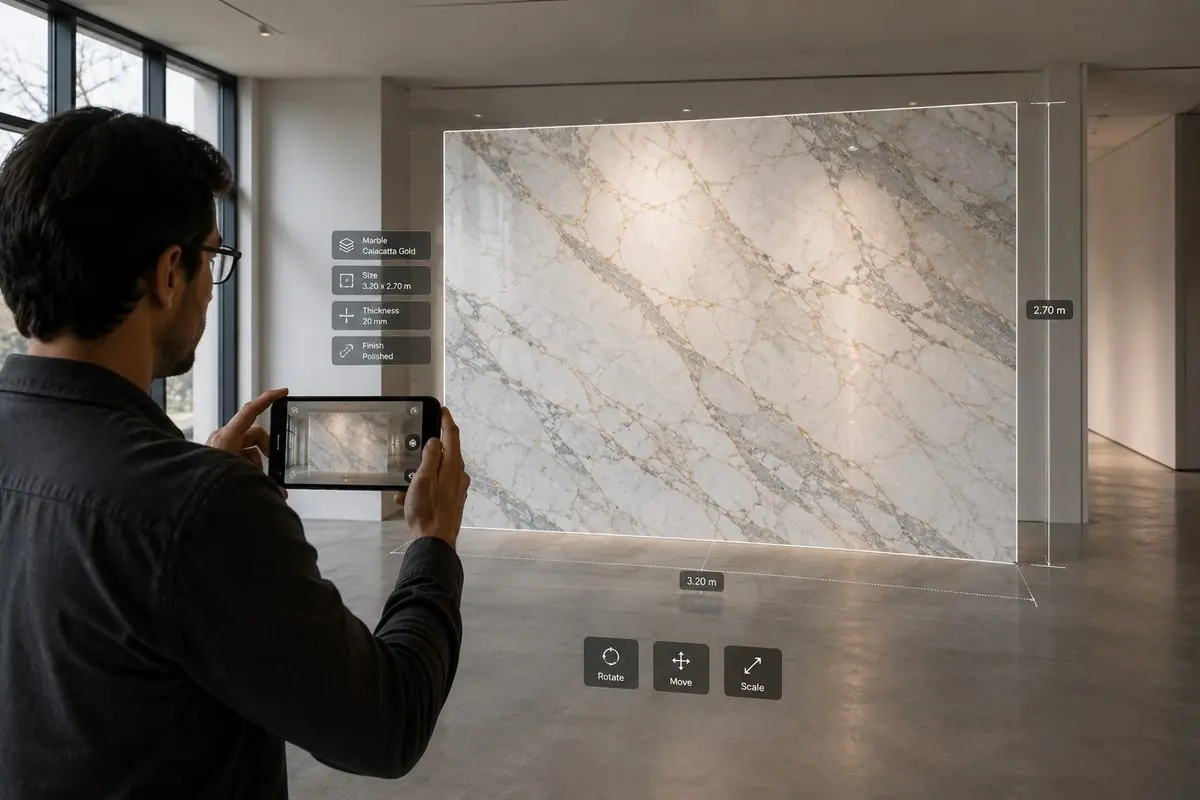 AR ve sanal showroom deneyimi — mermer seçiminde artırılmış gerçeklik